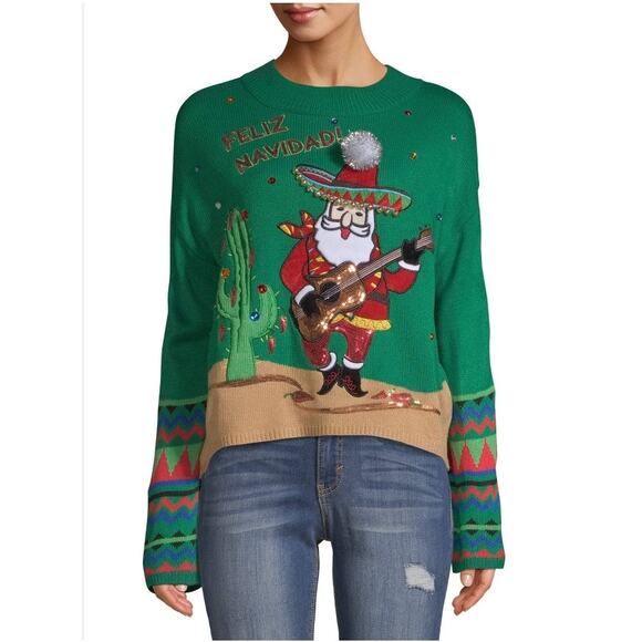 Holiday Time Feliz Navidad Ugly Christmas Sweater NWOT Sz XL - Picture 1 of 12